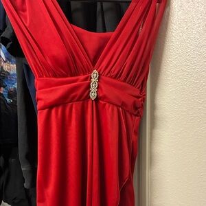 Stunning Scarlet Evening Dress with Jewel Detail